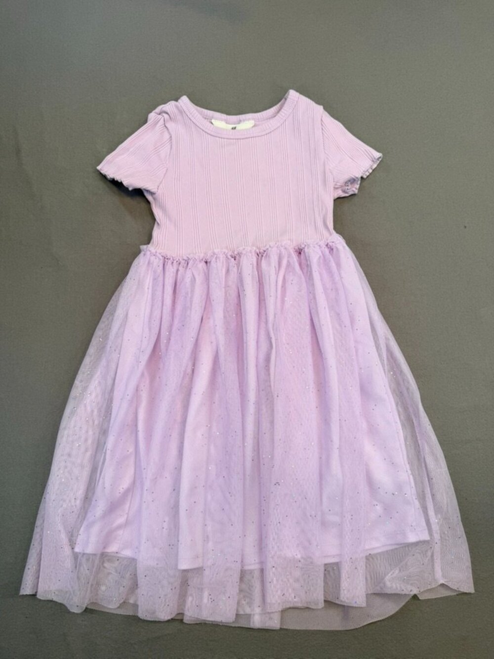 Girls H&M Casual Multi Layered Dress Size 6-8 in Purple with Tulle and Stars